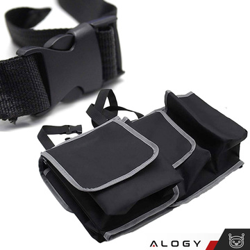 Auto-Organizer, Tasche für den Kofferraum des Autos, großer Kofferraum für den Sitz mit Klettverschluss, Alogy Black, 2x Kopfstützenhalterung