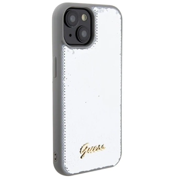 Etui Guess GUHCP15SPSFDGSS für iPhone 15 6,1" Silber/Silber Hardcase Pailletten Script Metal