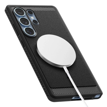 Etui für Samsung Galaxy S25 Ultra Mattschwarz Spigen Rugged Armor Mag MagSafe