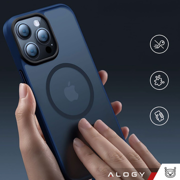 Hülle für iPhone 14 Pro Max MagSafe Case Schutzhülle Alogy Ring gepanzerte Handyhülle matt Marineblau