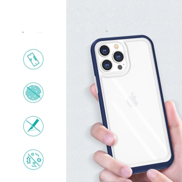 Klare 3-in-1-Hülle für das iPhone 13 Pro Max mit blauem Gel-Rahmen