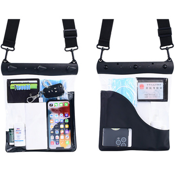 Wasserdichte Hülle für Telefon, 7,2 Zoll, Tasche mit Schultergurt, universell, groß, wasserdicht, 23 x 25 cm, Schwarz
