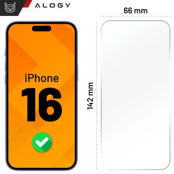 Gehärtetes Glas für Apple iPhone 16 Displayschutzfolie 9H Alogy Heavy Pro™️