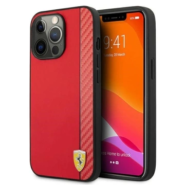 Etui na telefon Ferrari iPhone 13 Pro Max 6,7" czerwony/red hardcase On Track Carbon Stripe