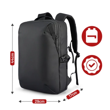 Plecak Podróżny Mark Ryden na Laptopa 15.6", Wodoodporny, Pojemny 21L, z Brelokiem na Klucze i Gwizdkiem 44 × 29 × 17 cm – Czarny