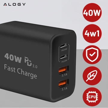 HUB-Splitter Alogy-Adapter für Computer-Laptop mit USB-C auf 3x USB-A 2.0 1x USB-A 3.0 Grau