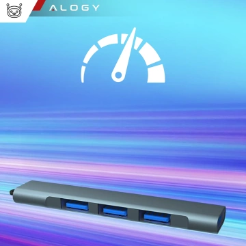 HUB-Splitter Alogy Adapter für Computer-Laptop mit USB-A auf 3x USB-A 2.0 1x USB-A 3.0 Grau