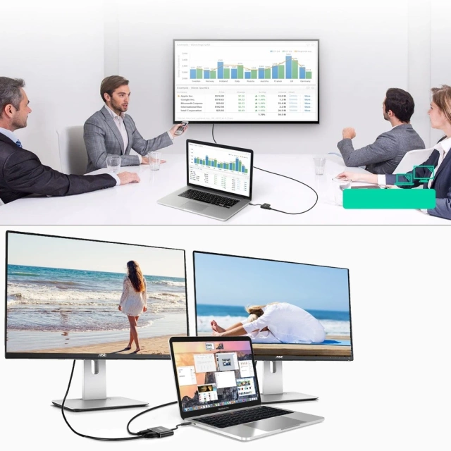 Choetech Adapter USB Typ C (männlich) auf HDMI (weiblich) 4K 60Hz / VGA (weiblich) FullHD 1080p 60Hz schwarz (HUB-M17)