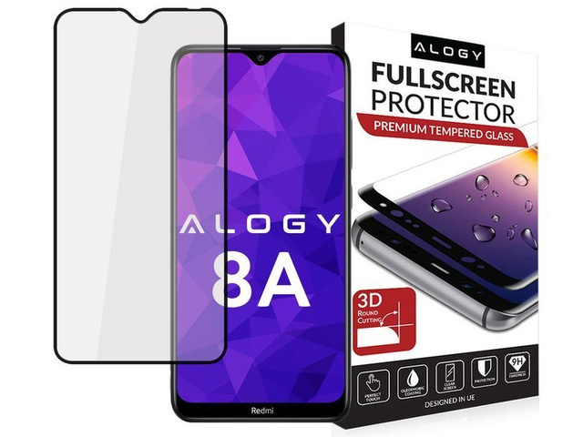Szkło Alogy Full Glue case friendly do Xiaomi Redmi 8A Czarne