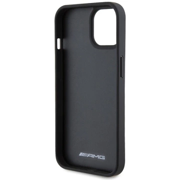 iPhone 15 Plus Hülle Mercedes AMG Leder Geprägte Linien Schwarz