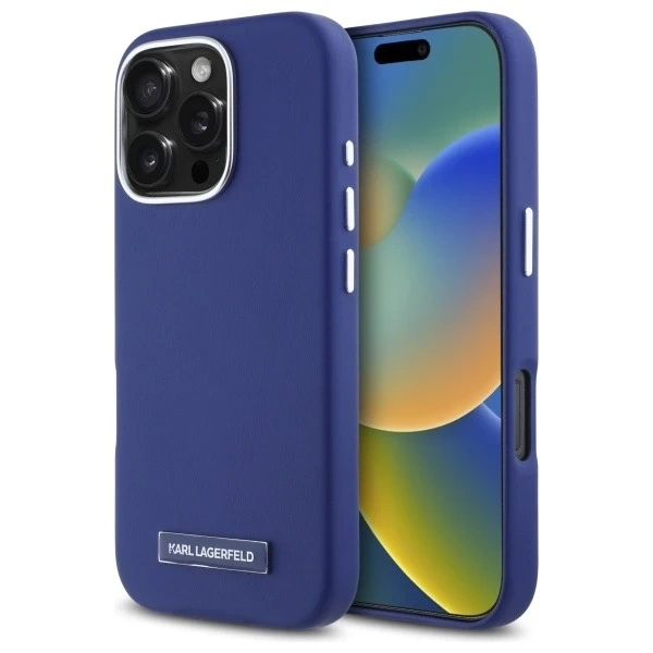 Karl Lagerfeld Hülle für iPhone 16 Pro Max 6,9" Blau MagSafe Hardcase FW Metallplatte