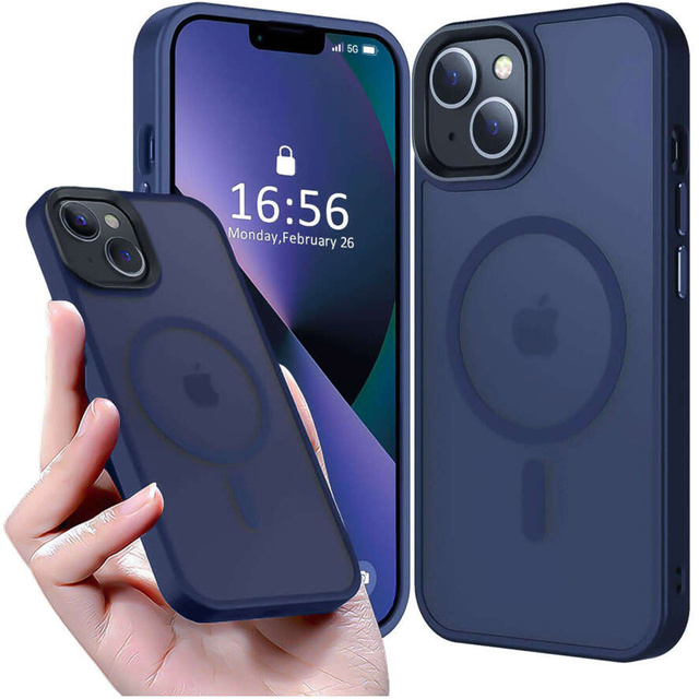 Etui do iPhone 14 Plus MagSafe Matt Case Cover matowe obudowa Alogy Ring pancerne na telefon Granatowe