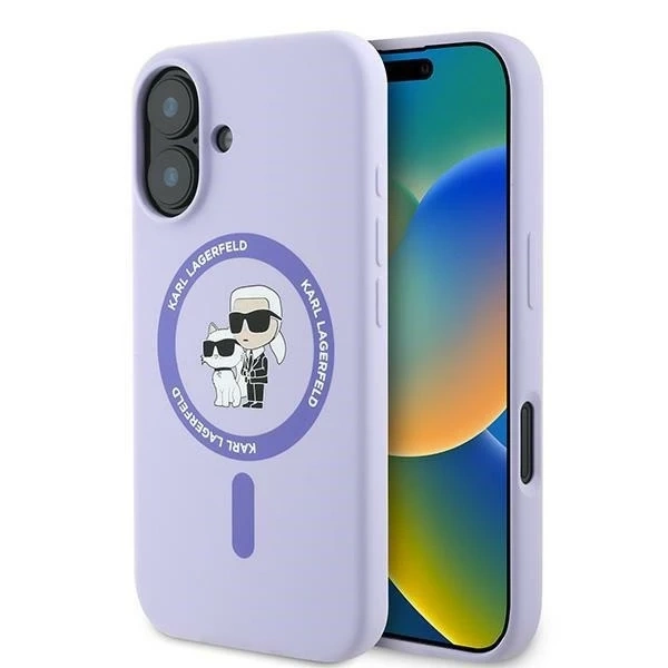 Karl Lagerfeld Hülle für iPhone 16 6,1" Lila MagSafe Hardcase Silikon Karl