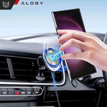 Hülle für Samsung Galaxy S24 Ultra Magnetische Hülle Ring Mag Safe Klarer Halter Magnet Alogy Schwarz Transparent Qi Ladegerät