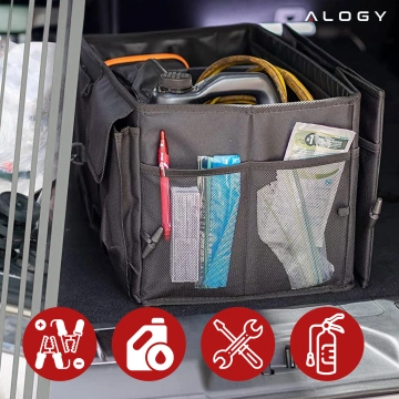 Organizer samochodowy do bagażnika schowek torba do auta duży kufer Czarny XXL Alogy sztywny pokrowiec