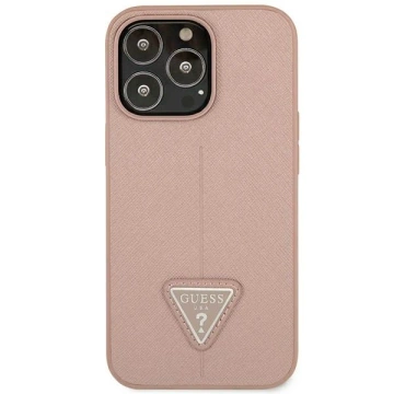 Guess GUHCP14XPSATLP Hülle für Apple iPhone 14 Pro Max 6,7" rosa/rosa Hardcase SaffianoTriangle Logo