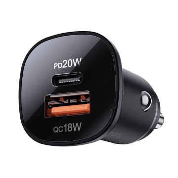 Acefast Autoladegerät 38W USB Typ C / USB, PPS, Power Delivery, Quick Charge 3.0, AFC, FCP schwarz (B1 schwarz)