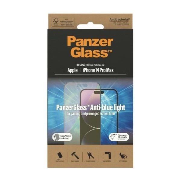 Szkło PanzerGlass Ultra-Wide Fit do iPhone 14 Pro Max 6,7" Screen Protection Antibacterial Easy Aligner Included Anti-blue light 2794