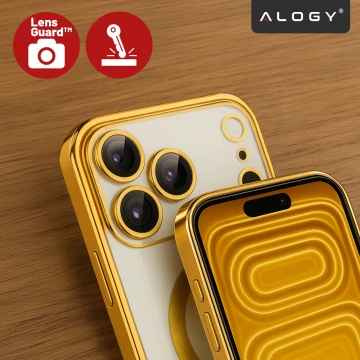 Etui z MagSafe do Apple iPhone 17 Pro Max – obudowa glamour z ochroną obiektywu, eleganckie i odporne na zarysowania – Alogy LuxuryRing™ Glamour Case Gold