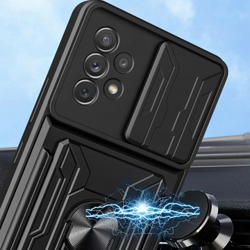 Alogy Camshield Ring Wallet Case mit Kameraabdeckung und Wallet für Samsung Galaxy A53 Black Glass