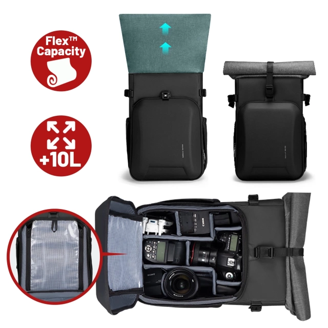 Plecak Fotograficzny na Aparat i Sprzęt Mark Ryden, Wodoodporny, Pojemny 30L, Odporny na Uderzenia EVA, Z Przegrodami na Akcesoria i Laptopa 15.6" (48×27×19 cm) – Czarny