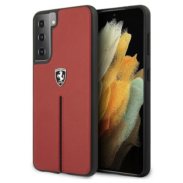 Etui für das Telefon Ferrari Hardcase für das Samsung Galaxy S21 Plus czerwony/red hardcase Off Track Leather Nylon Stripe