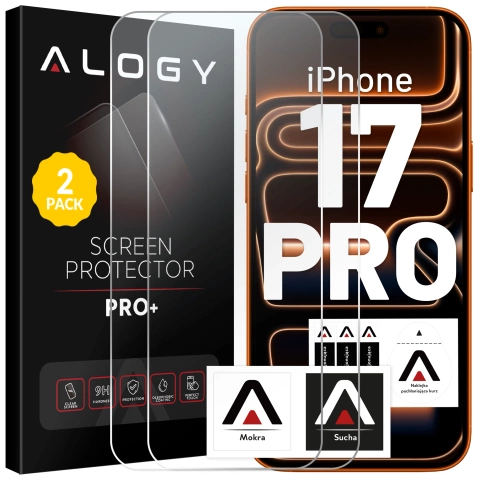 2x Szkło Hartowane Ochronne 9H do Apple iPhone 17 Pro, Wzmocnione i Odporne na Zarysowania, Łatwy Montaż Bez Bąbelków, Alogy Heavy Pro+™ – Przezroczyste