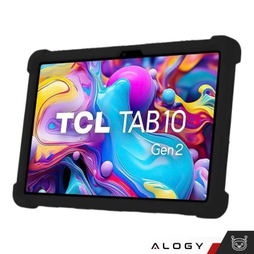 Glashülle für TCL TAB 10 Gen2 8496G 10,36 Zoll 10,4 Tablet-Hülle, Silikon, Alogy Standhülle, Schwarz, Stylus gratis