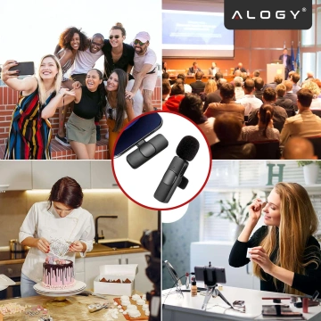 2x Alogy Lightning Wireless Lavalier-Mikrofon für Apple iPhone iPad Kleine Mikrofone Set bestehend aus zwei Mikrofonen