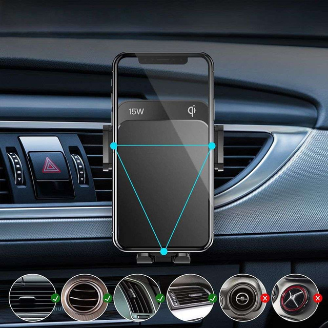 Uchwyt samochodowy Joyroom JR-ZS219 z ładowarką Qi 15W do telefonu Black