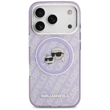 Etui Ochronne do iPhone 17 Pro Karl Lagerfeld IML Glitter K&C Heads MagSafe Fioletowy