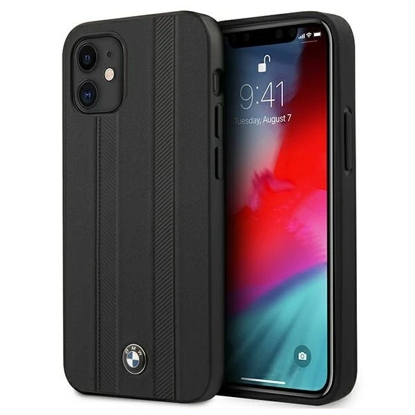 BMW BMHCP12STTBK Handyhülle für Apple iPhone 12 Mini 5.4" schwarz/schwarz Hardcase Signature Tire Marks