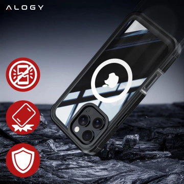 Etui ochronne na telefon do Apple iPhone 16 Pro Alogy Shield360 MagCase™️ do MagSafe obudowa z ochroną wyświetlacza i aparatu Czarne