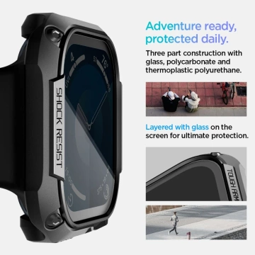 APPLE WATCH 10 (46 MM) SCHWARZES SPIGEN TOUGH ARMOR-GEHÄUSE AUS GEHÄRTETEM GLAS