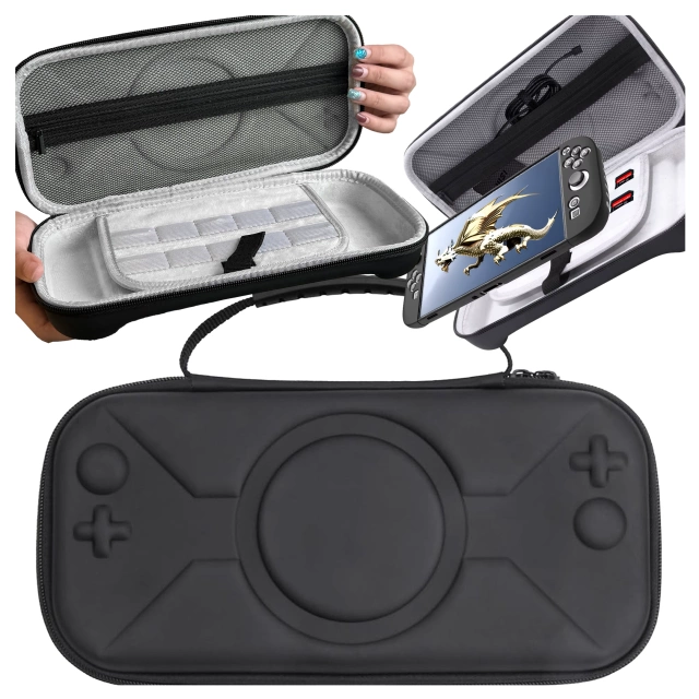 Pokrowiec Torba Ochronna do Nintendo Switch 2 2025 Twarde Etui , Wodoodporna, Lekka, z Tłoczonym Wzorem, Alogy HardFoamBag™ – Czarna