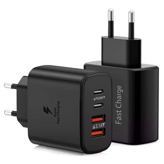 Ładowarka sieciowa 40W 2x USB 2x USB-C Alogy Super Fast Charger Szybkie ładowanie PowerDelivery PD Czarna
