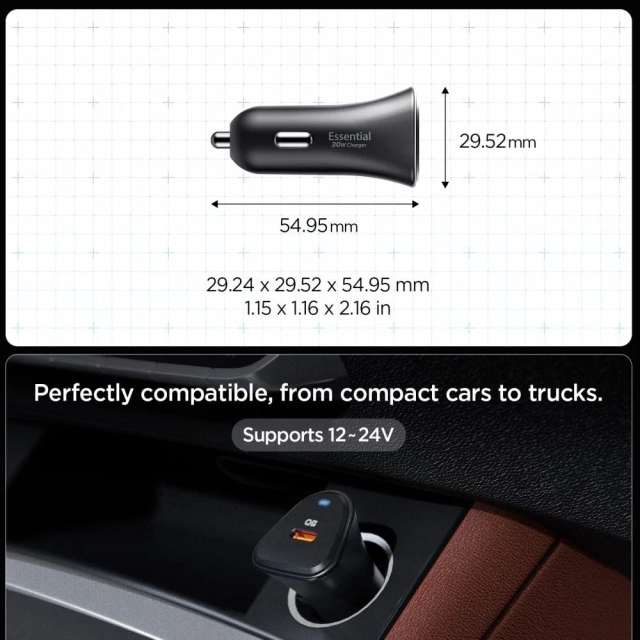 Ładowarka Samochodowa Spigen EV301 30W USB-A Quantum Boost Czarna