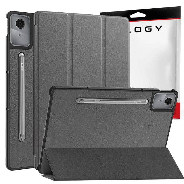 Etui do Lenovo IdeaTab Pro / Pro MT 12.7" TB-373, Ochronne z Klapką i Miejscem na Rysik, Składana Okładka Bumper, Alogy BookGuard™ – Szare + SZKŁO HARTOWANE