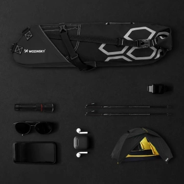 Wozinsky pojemna torba rowerowa pod siodełko torba podsiodłowa duża 12 l czarny (WBB9BK)