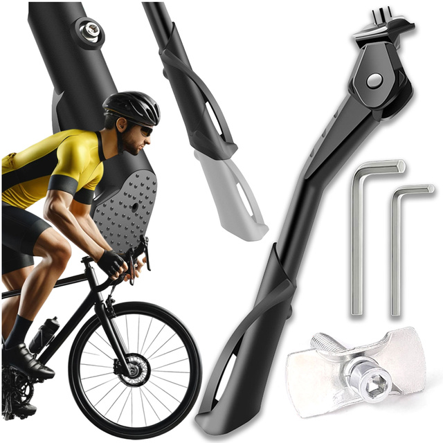 Stopka rowerowa podpórka nóżka regulowana stojak do roweru 24-29 cm centralna aluminiowa Alogy czarna