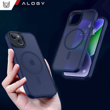 Hülle für iPhone 14 Plus MagSafe Matt Case Cover Matte Alogy Ring Armored Phone Case Marineblau