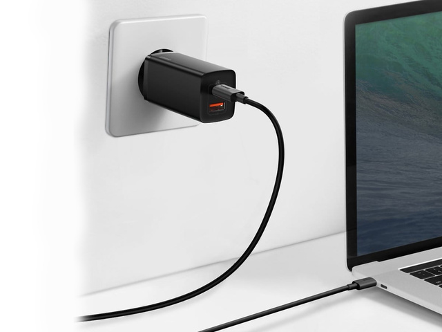 Ładowarka sieciowa szybka Baseus GaN2 Lite USB + USB-C 65W EU Czarna