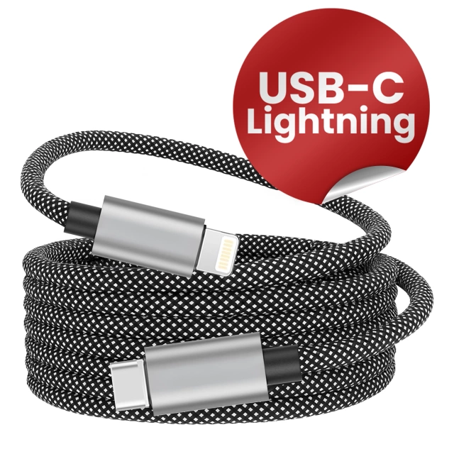 Kabel Zasilający USB-C do Lightning 27W 1m, Szybkie Ładowanie PD, Trwały i Elastyczny Przewód Kompatybilny z iPhone i iPad, Alogy MagiCharge™ – Czarny