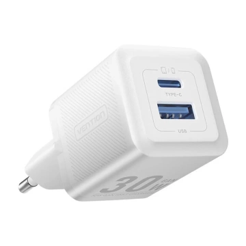 Vention FEQW0-EU USB-C USB-A GaN 30W Wandladegerät Weiß
