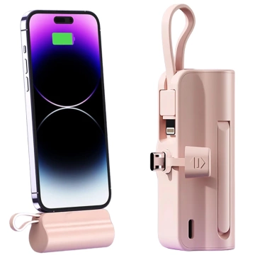 PowerBank 5000 mAh Alogy Power Bank Pocket kleines externes Ladegerät Power Bank USB-C und Lightning Pink