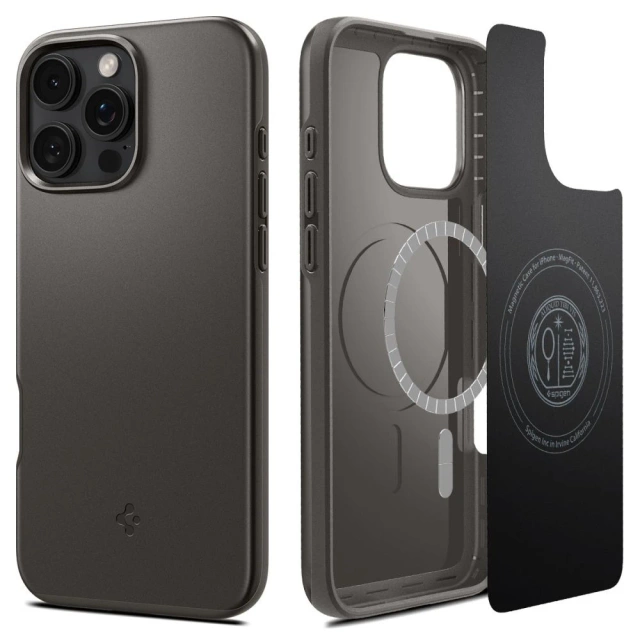 Etui do iPhone 16 Pro Spigen Thin Fit Mag Gunmetal MagSafe