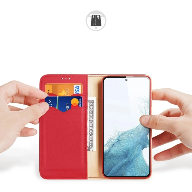 Dux Ducis Hivo Schutzhülle für Samsung Galaxy S23 Plus Flip Cover Wallet Stand RFID Blocker rot
