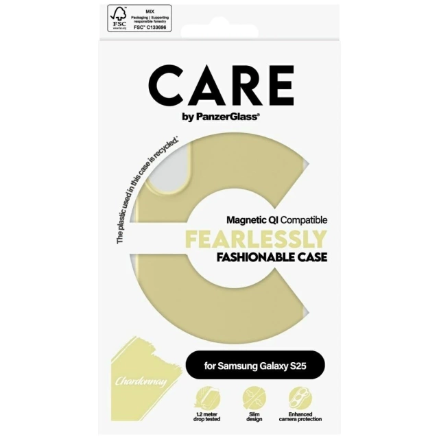 CARE Case für Samsung Galaxy S25 von PanzerGlass Fearlessly Magnetic Yellow