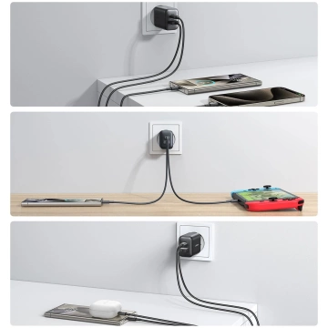 Joyroom Netzwerkladegerät USB-C / USB-A 25W SFC / PPS / PD - Schwarz