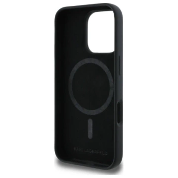 Etui Karl Lagerfeld Silicone Double Heads Print MagSafe do iPhone 16 Pro Max Black